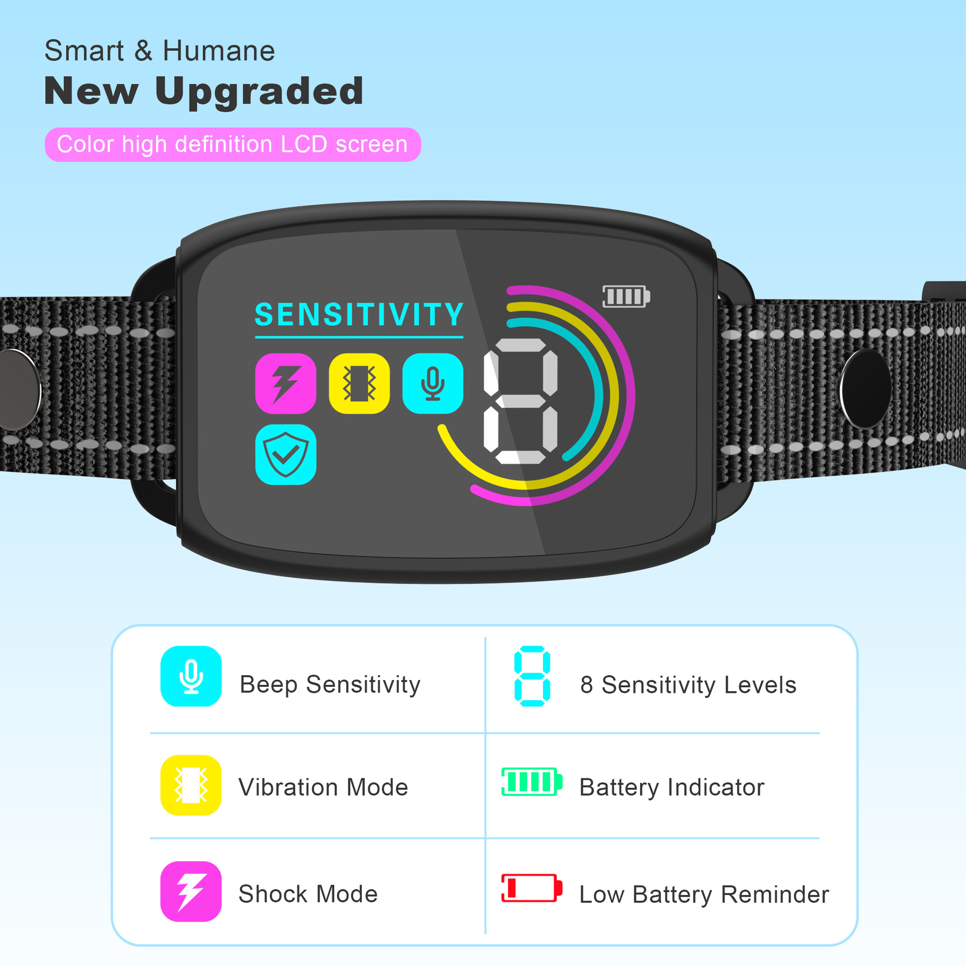 2024 New color screen bark stop device dog trainer automatic voice control anti-dog call pet training supplies Amazon new product