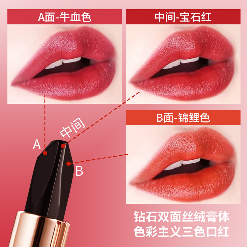 VIBELY cross-border color-changing lipstick women's non-stick cup non-fading three-color color-changing lipstick waterproof lasting moisturizing wholesale