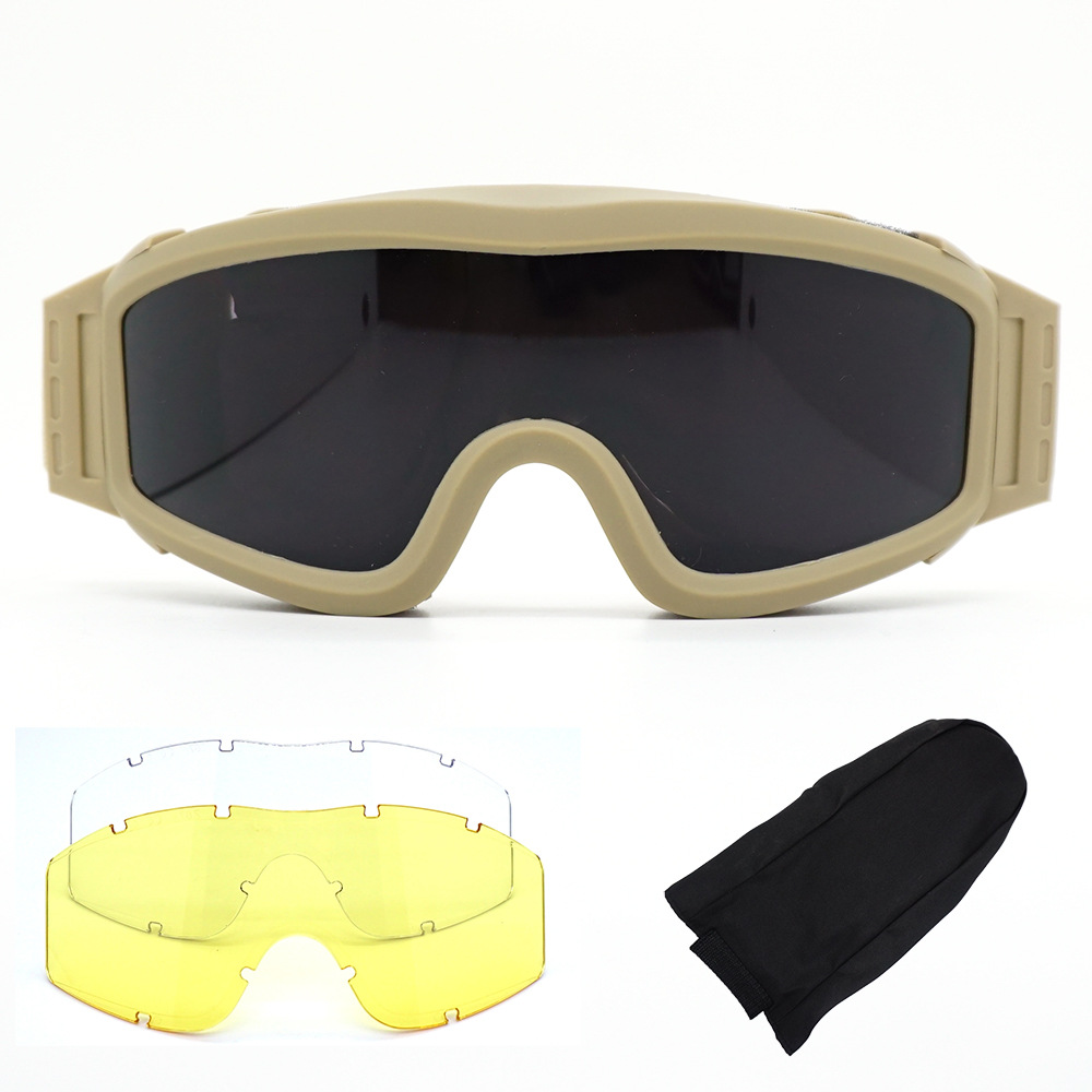 Hot Selling ess tactical military fan goggles CS outdoor equipment shooting protection anti-impact three lens suit goggles