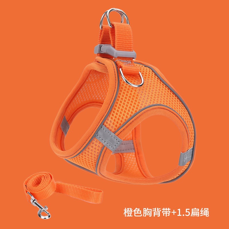 Cross-Border Summer New Dog Mesh Harness Vest Style Dog Harness Leash Pet Harness Dog Walking Leash