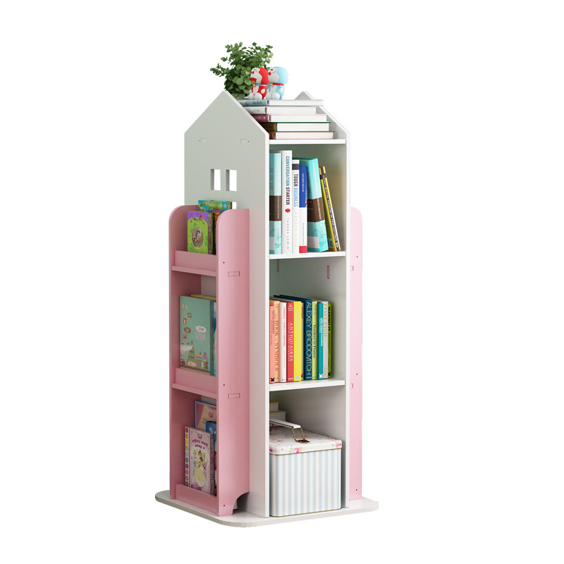 Bookshelf Floor Simple Household 360-degree Rotating Children's Multi-layer Storage Cabinet Bookcase Wall Side Storage Rack