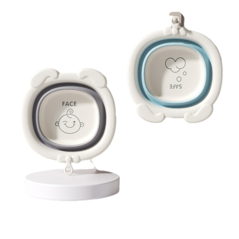 Folding washbasin Children Baby washbasin baby silicone folding wall hanging washbasin outdoor cartoon wash PP Basin