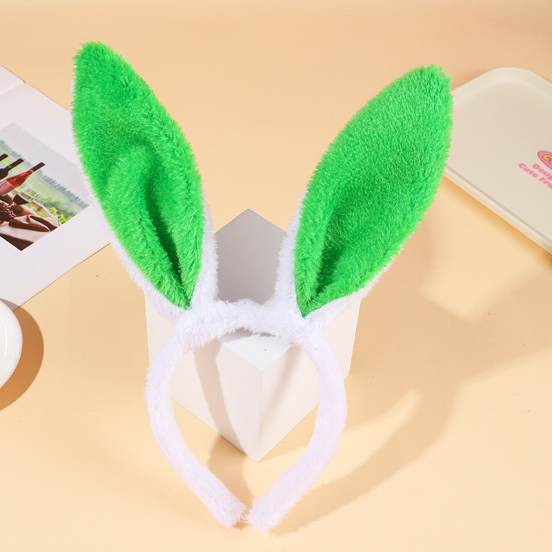 B0141 Easter Christmas Stuffed Rabbit Headband Halloween Day Party Nightclub with Wire Rabbit Ears Headband