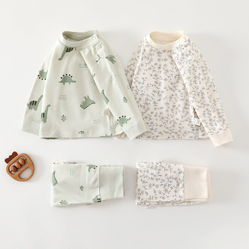 Baby High-Waist Suit Spring & Fall Pure Cotton Men's Pajamas Women's Category a Bottoming Autumn Clothes and Long Pants Baby Intimates Set Warm