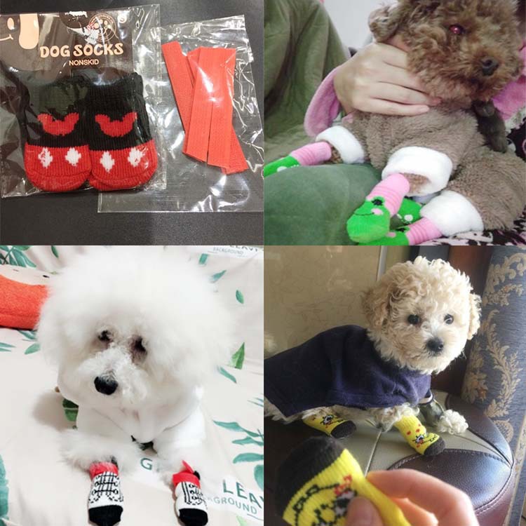 Style Optional Dog Christmas New Year Pet Dog Socks Non-Slip Teddy Cat Cute Dog Foot Covers Cat Supplies