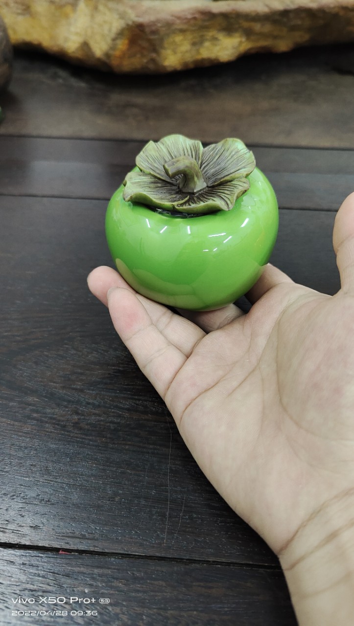 Good Quality Ceramic Persimmon Pot Small Simulation Fruit Tea Pot Candy Pot Wedding Gift Accompanying Gift Customization