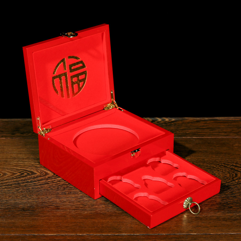 Factory Custom Commemorative Coin Gift Box Wooden Box Custom Flip Cover Badge Gift Box Wooden Medal Box Gift Packaging Box