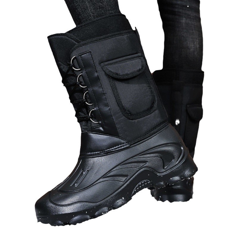 Winter Men's Waterproof Thick-Soled Snow Boots Men's Outdoor Car Wash Warm Thickeneded Cotton Shoes Winter Ice Fishing Northeastern Cotton Shoes