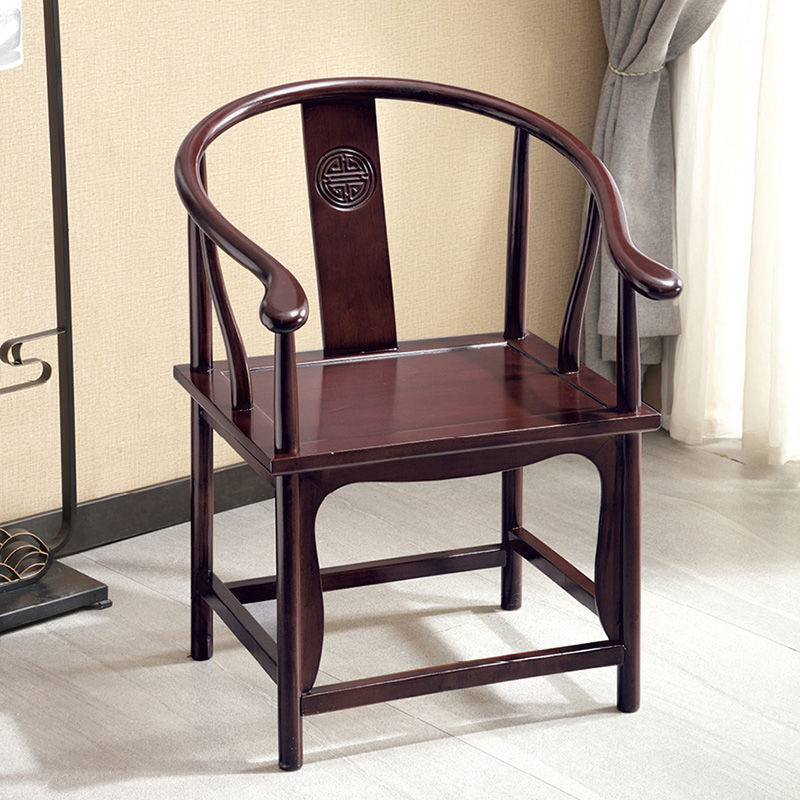 New Chinese style solid wood Crown round chair round chair master chair official hat chair round chair three-piece modern office back chair