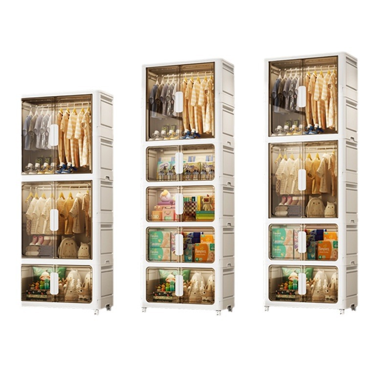 60-80cm wide free installation folding double door children's wardrobe baby simple wardrobe home storage locker