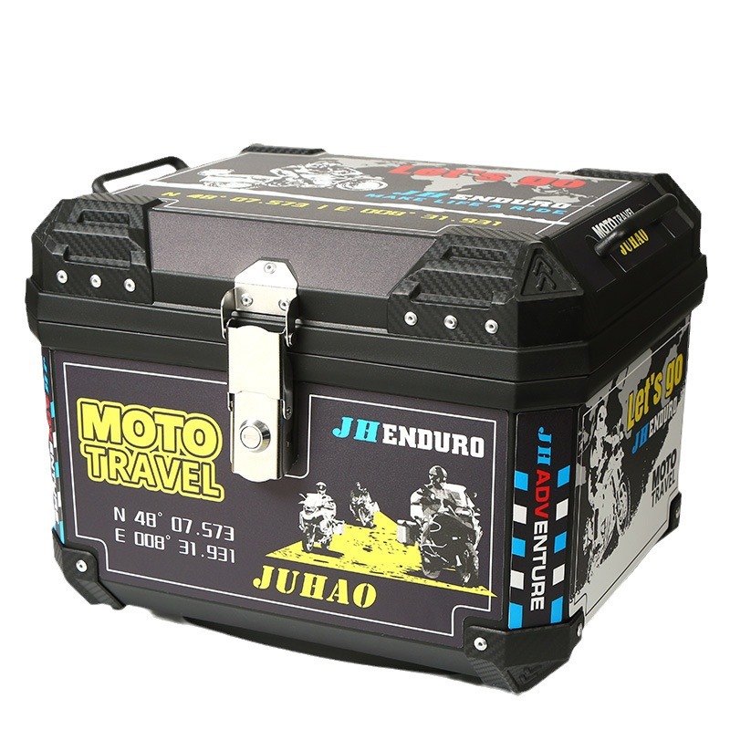 Cross-border 57-liter motorcycle rear trunk non-aluminum alloy battery car trunk waterproof universal electric car storage box