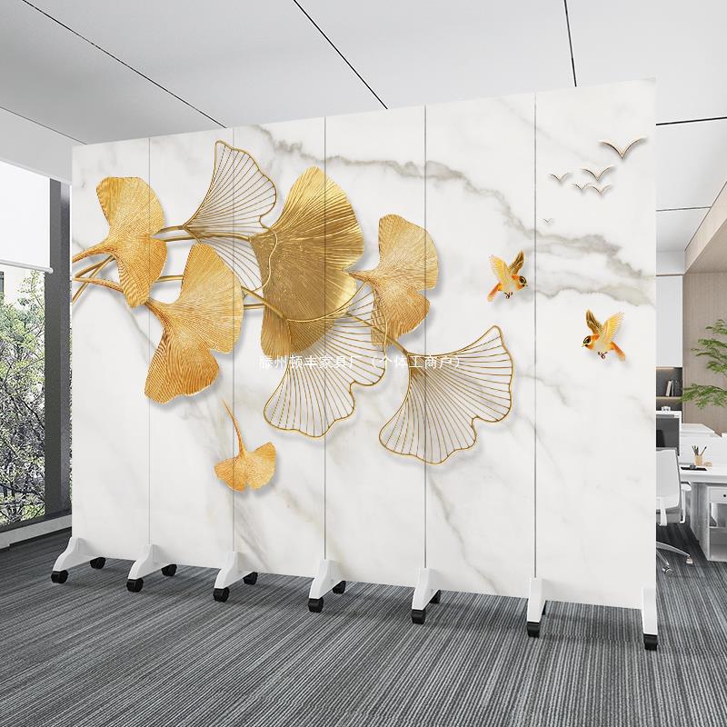 Pure White Simple Modern Screen Partition Living Room Office Shelter Curtain Rental Room Beauty Salon Folding Mobile Screen