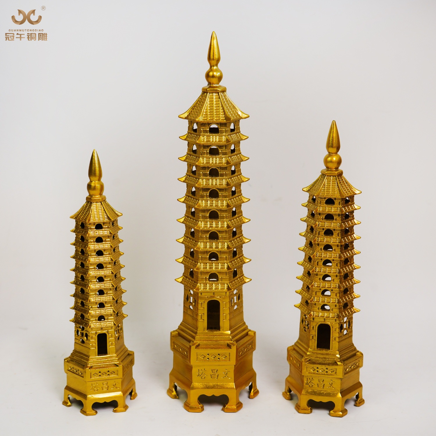 Manufacturer's Ready-Made Copper Wenchang Tower Nine-Story and Thirteen-Story Copper Tower Home Furnishings and Crafts Copper Wenchang Tower Wholesale