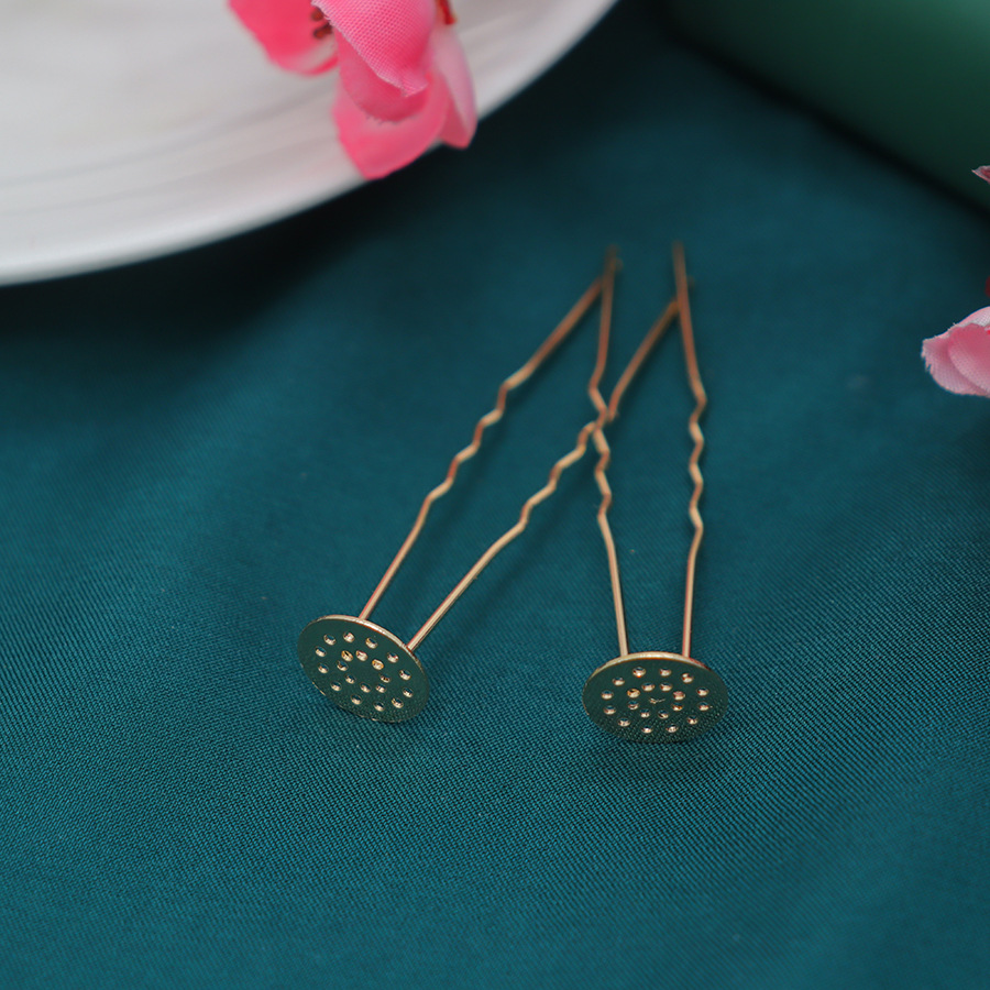 Alloy Electrophoresis High Color-retaining Iron Mesh Wavy U-shaped Small Hairpin Hair Nippon DIY Antique Hanfu Hollow Top Hairpin