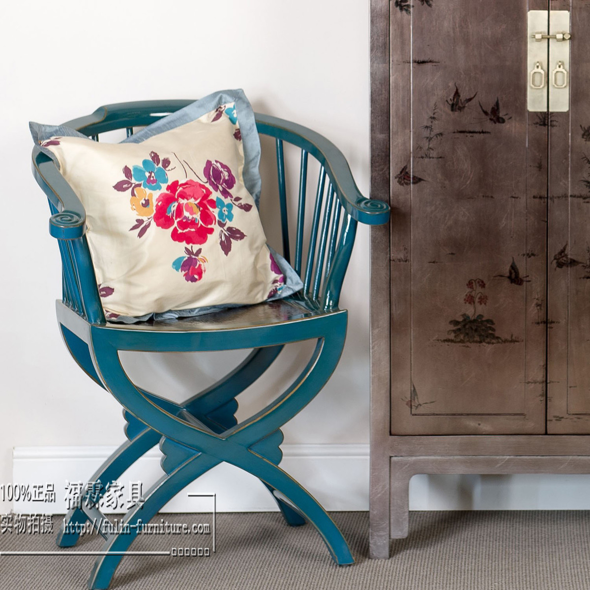 Новый китайский стиль, стул из массива дерева, старинный стул для книг, обеденный стул, маленький круглый стул для детей, черно-белый, синий, классический антикварный деревянный стул эпохи Мин и Цин