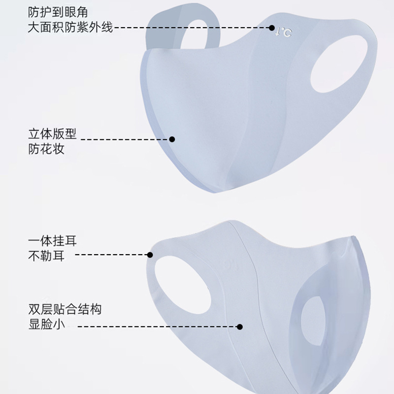 3D Stereo Mesh Breathable Summer Sun Protection Mask Eye Protection Sunshade Ice Silk Mask Thin Driving Veil for Women