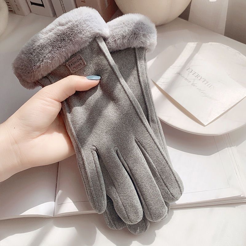 Popular Gloves for Women in Winter, Warm and Cold-Proof for Cycling, Touch-Screen Plus Velvet, Thickened, Non-Slip, Wear-Resistant Plush Gloves