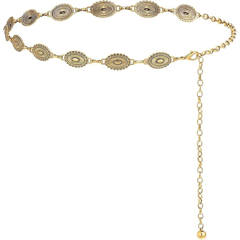 Amazon Retro Silver Metal Waist Chain for Women with Skirts, Versatile Decorative Belt, Ethnic Style Carved Chain Girdle