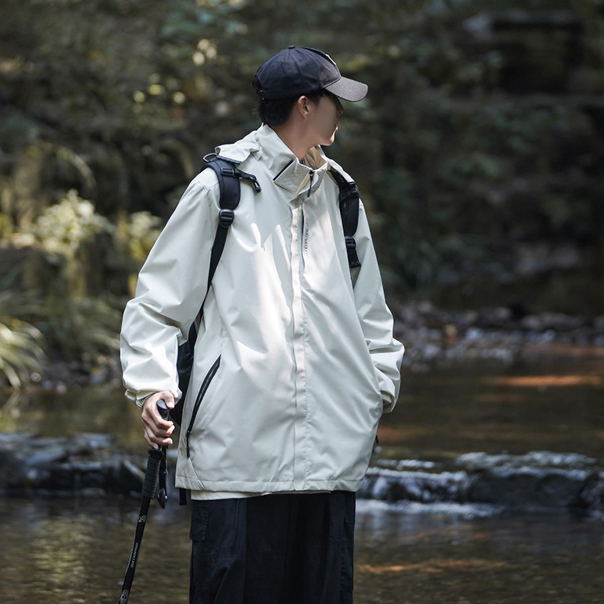 TikTok Rusk Men's Spring and Autumn Summer Outdoor Jacket Men's Three-in-One Hiking Mountaineering Jacket Pure Simple Windbreaker