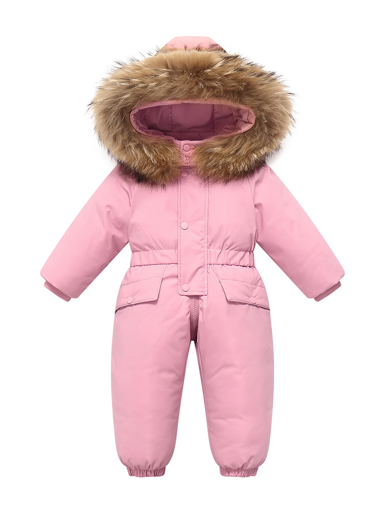 Factory Direct Sales 2025 Kidsren's down One-Piece Ski Suit 1-6 Years Old Thickeneded European and American Series Minus 35 Degrees Plus