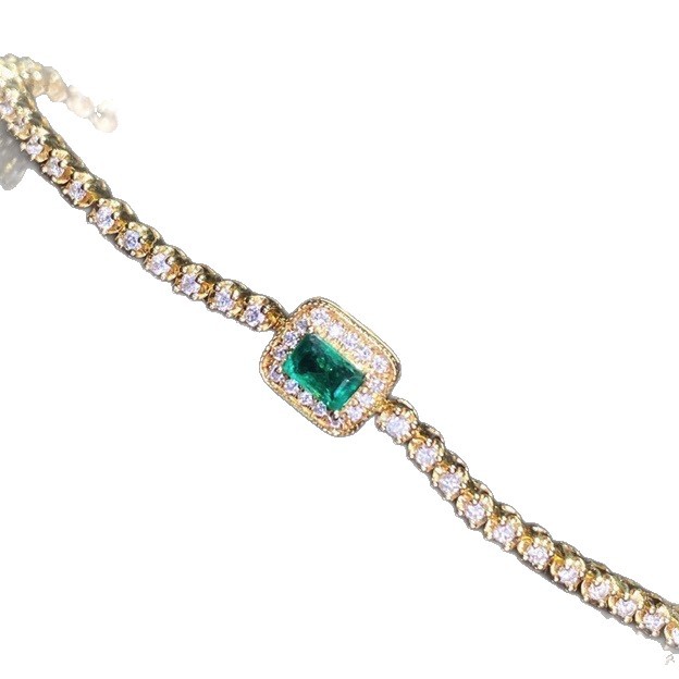 18K Gold Inlaid Tennis Bracelet Emerald Bracelet Ruby ​​Sapphire Diamond Bracelet Girlfriend Gift Birthday Gift