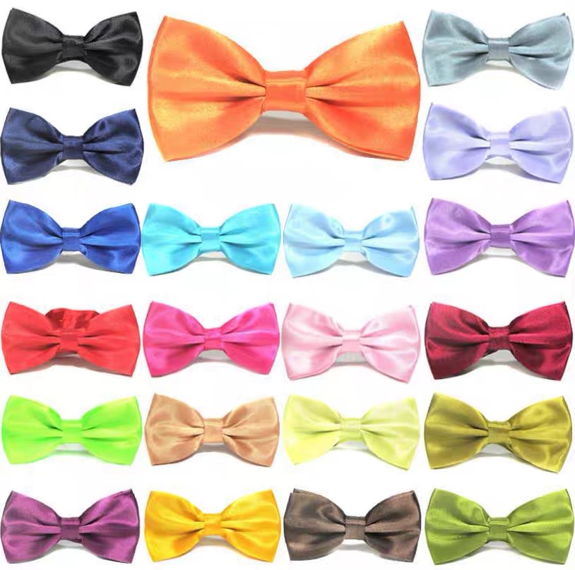 Delivery in stock wholesale double-layer bow tie men's business formal wear bow tie solid color satin Korean style bow Shengzhou factory