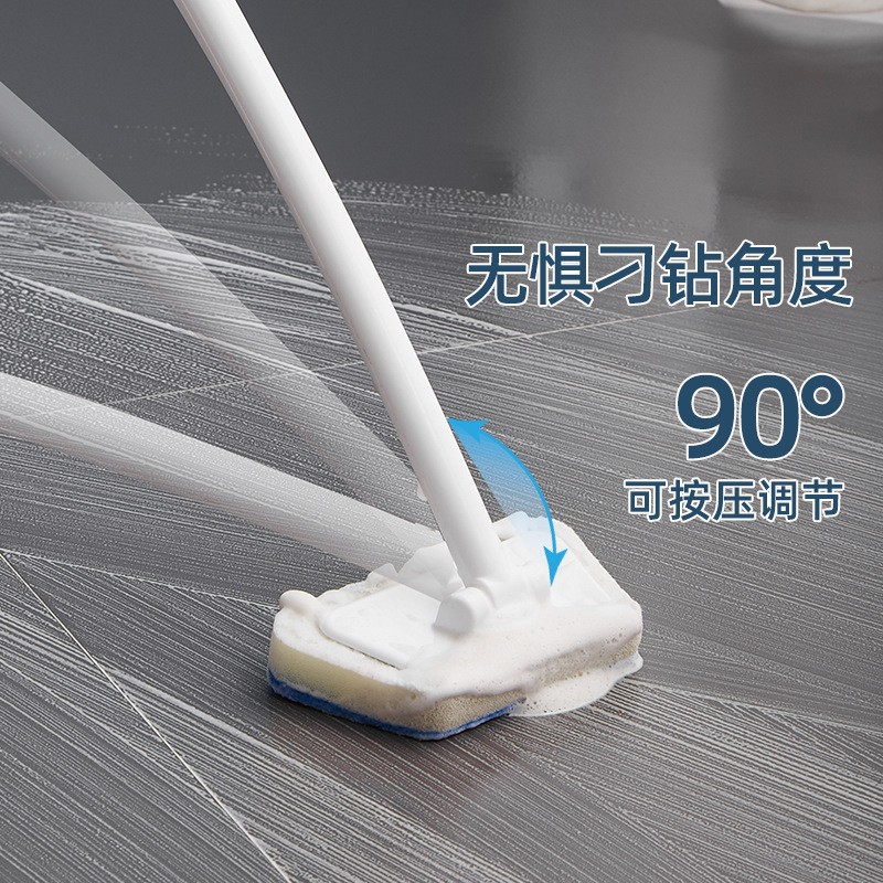 Cross-border trapezoidal cleaning brush floor tile bath brush replaceable sponge head long handle handheld convenient cleaning brush