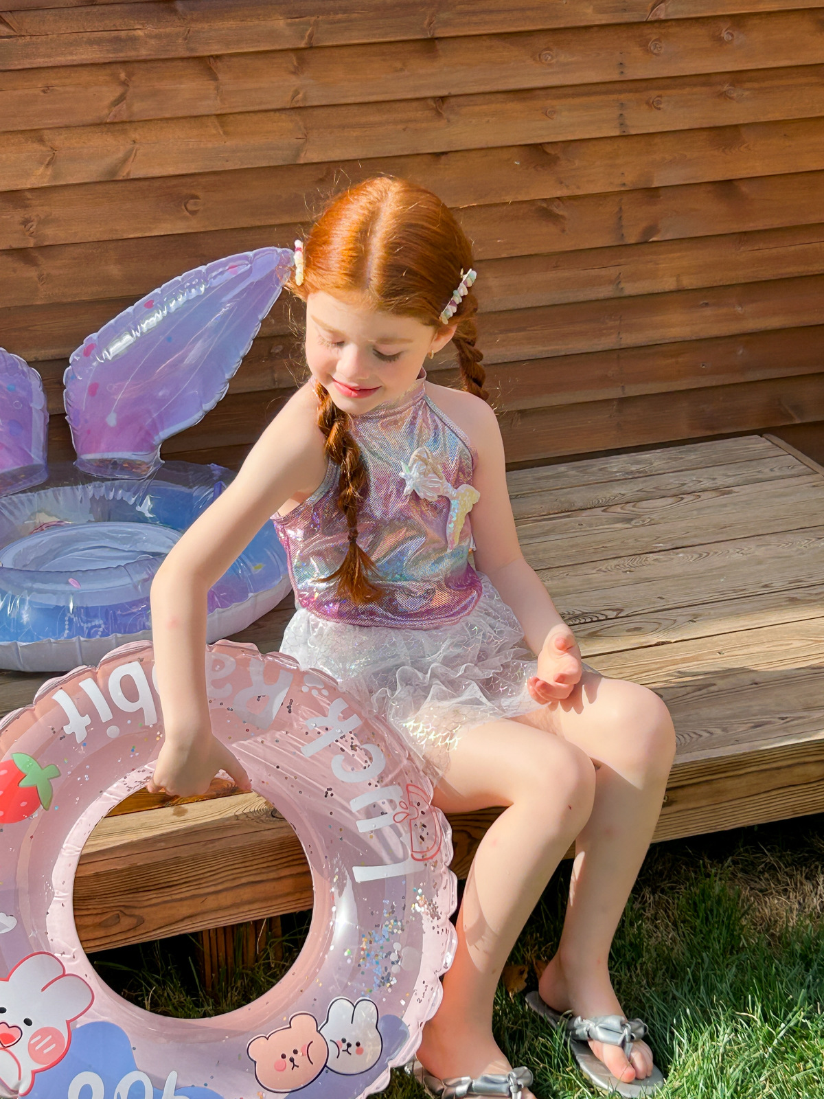 Girls 2025 New Swimsuit Summer Style Mermaid Bikini Girl Baby Mesh Kidsren's One-Piece Swimsuit