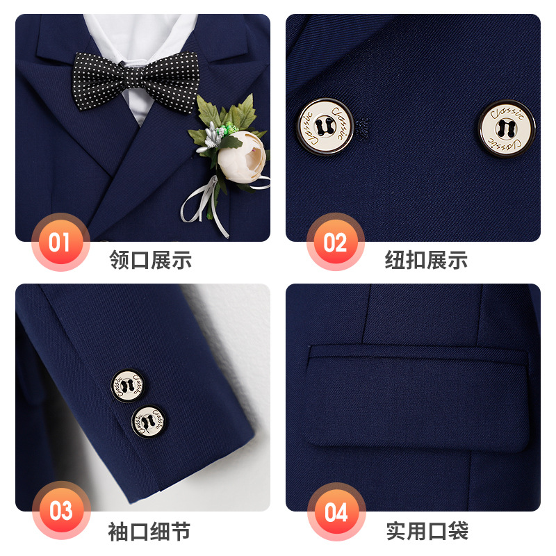 Boys' Small Suit Suit 2023 Spring Children's Photography Catwalk Suit Little Flower Girl Wedding Banquet Costume