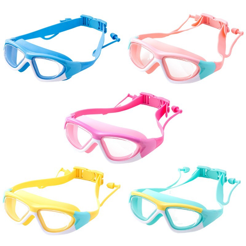 Очки для плавания для детей, антифог, большой размер, с берушами 5021