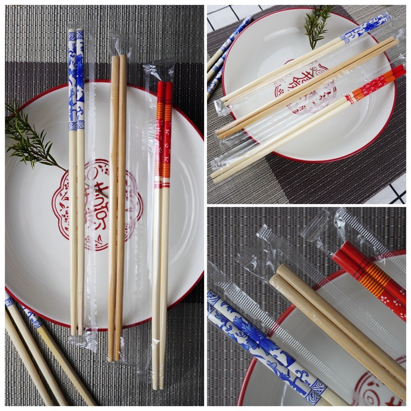 Disposable Chopsticks Wholesale for Home Use, Extended Length for Restaurants, Hot Pot Restaurants, Commercial Use, Individually Packaged Blue and White Bamboo Chopsticks for Export