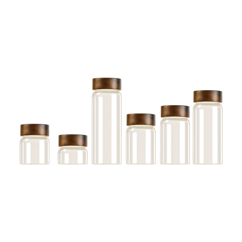 Kitchen High Borosilicate Glass Sealed Jar Acacia Wood Lid Grain Storage Bottle Transparent Storage Food Storage Jar