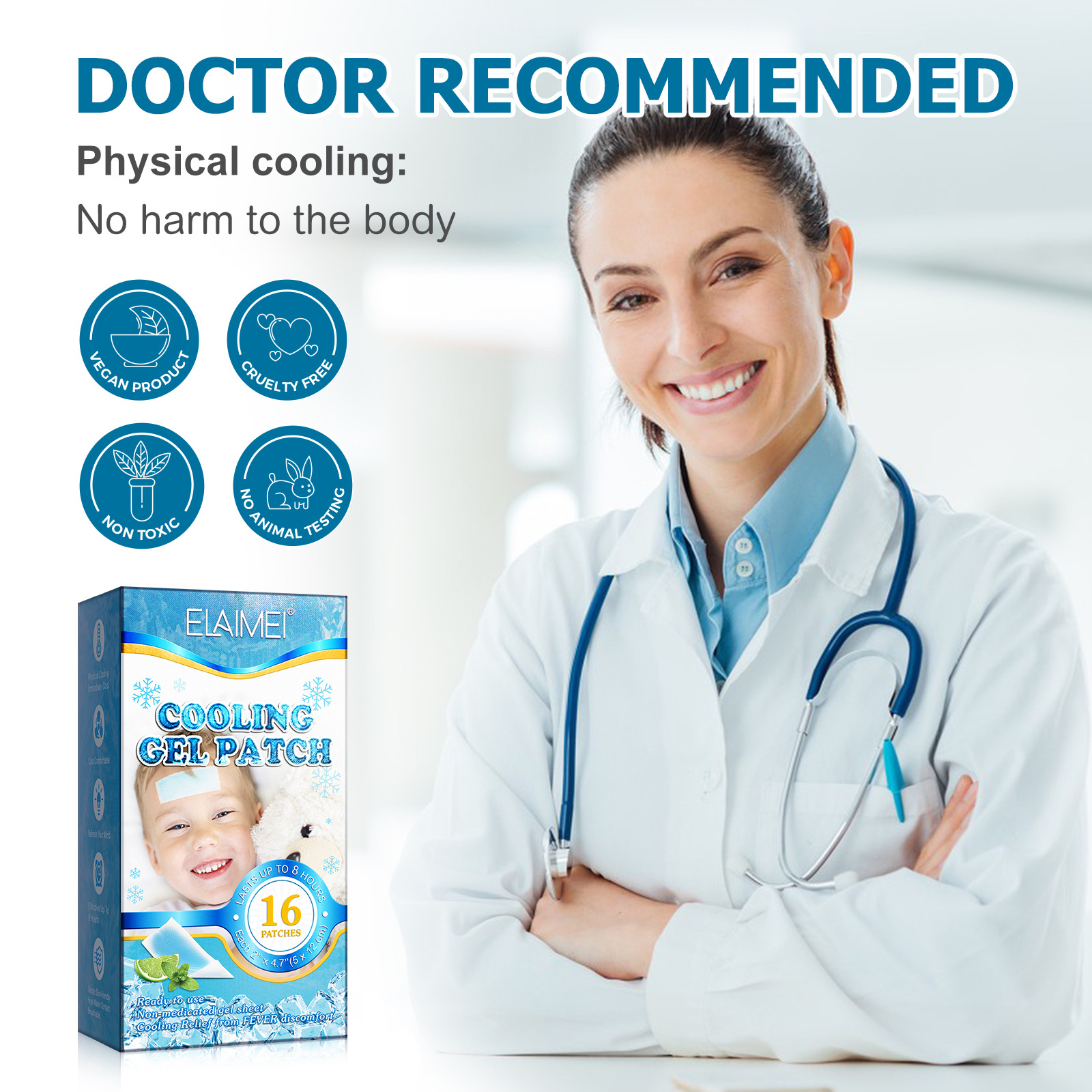 Foreign trade ELAIMEI ice paste ice paste antipyretic paste cold compress lasting 16 hours children adult general style paste