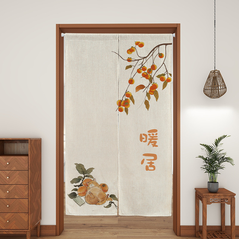 Kitchen Chinese-style Door Curtain Partition Curtain Shelter Curtain Cloth Curtain for Bedroom Entrance Door Curtain Fabric Hanging Curtain Punch-free