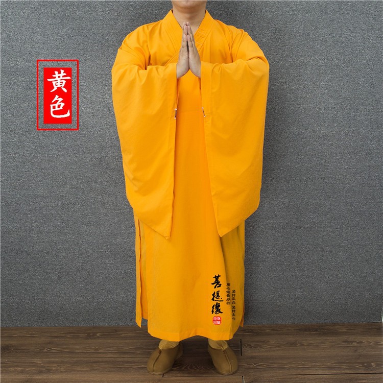 Taiwanese Linen Fabric Haiqing Long Robe Buddhist Clothing Layman's Clothing Women's Long-Sleeved Haiqing Zen Men's Monk's Clothing Spring, Summer, Autumn and Winter