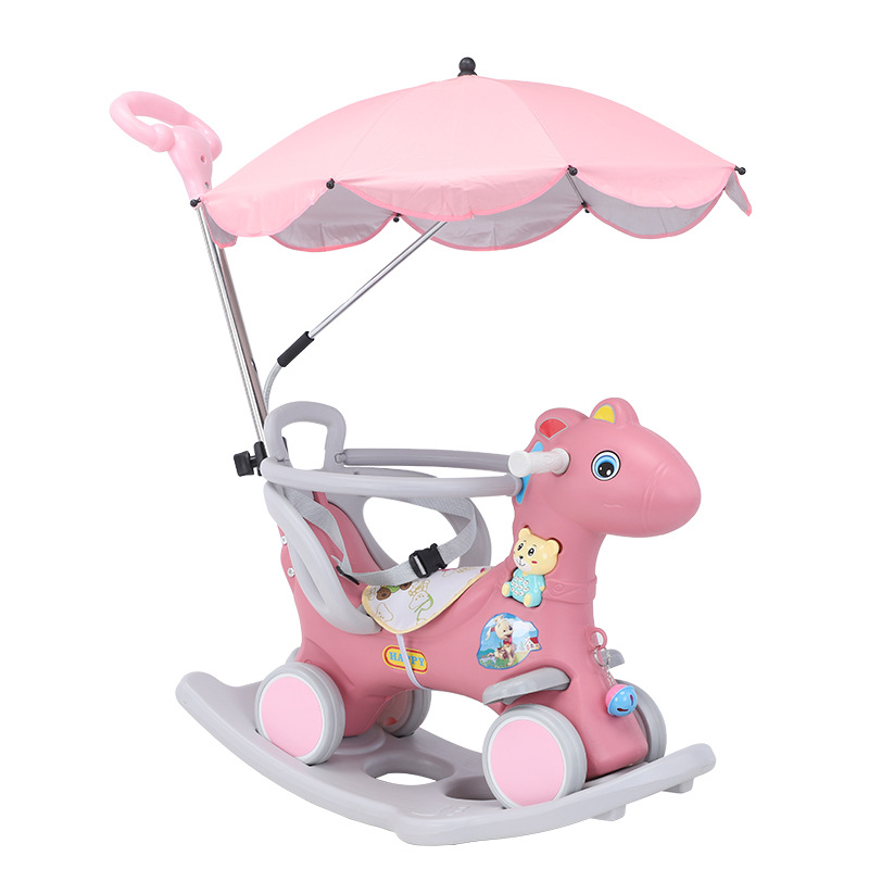 Rocking Horse Children's Trojan Horse 2-in-1 Rocking Horse Toy Car Baby Rocking Car Detachable Sliding Baby Soothing Chair