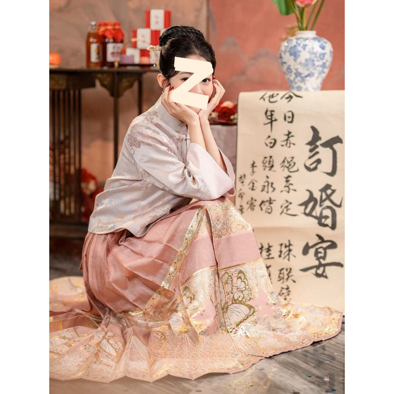 Mantingfang New Chinese Style Wedding Dress Hanfu Set 2025 New Top Engagement Dress Manufacturer Amazon