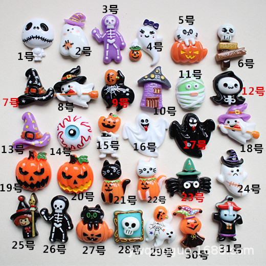 Halloween Vampire Ghost Pumpkin Bat Resin Accessories DIY Halloween Hairpin Ring Handmade Accessories