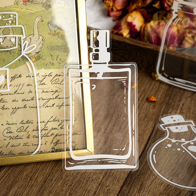 Bottle Qimeng series PET sticker package bottle dried flower hand account sticker transparent bookmark glass bottle sticker decoration