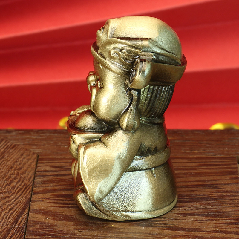 Tang Tengquan Brass Casting God of Wealth Yuan Bao to Send Money Car Desktop Decoration Creative Small Gift Brushed Glaze