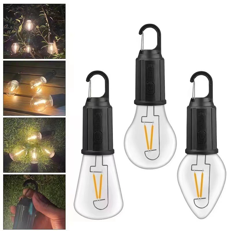 Cross-Border Factory Spot Warm Light Outdoor Tent Light Camping Light Atmosphere Light Night Market Stall New Rechargeable Bulb Light