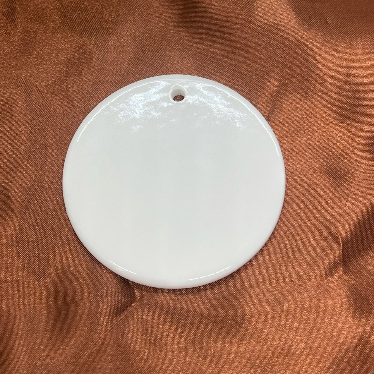 Amazon Cross-border Explosions Thermal Transfer Christmas Decorative Hanging Pieces Ceramic Bright Surface White Embryo 3-inch Round Pendant