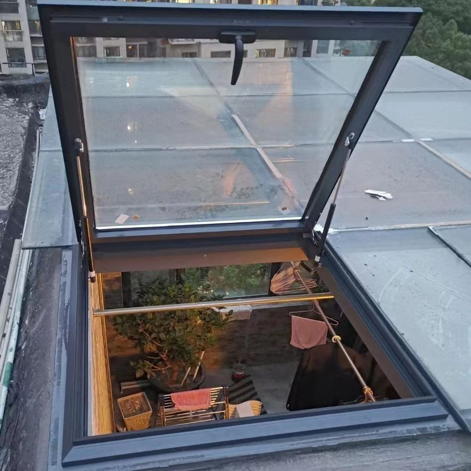 Aluminum Alloy Sloping Flat Roof Electric Roof Skylight Cover Attic Sun Room Glass Stairwell老虎 Window