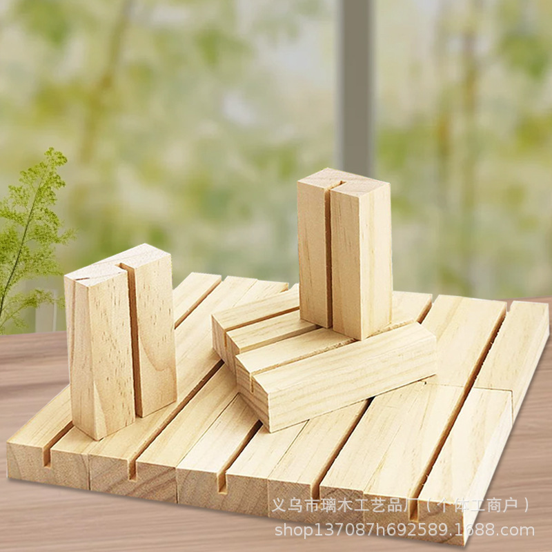Creative Desk Calendar Postcard Solid Wood Base Desktop Note Wooden Stand Message Photo Wooden Home Decoration