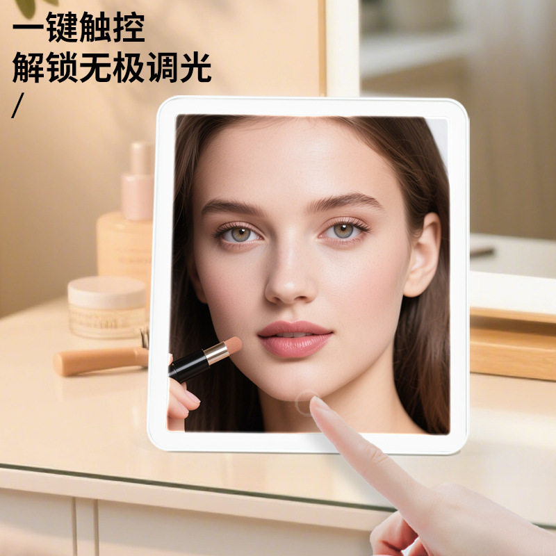 Cross-Border Makeup Mirror with Light 180-Degree Rotating Led Light Vanity Mirror Small Mirror High-Definition Fill-In Light Desktop Makeup Mirror