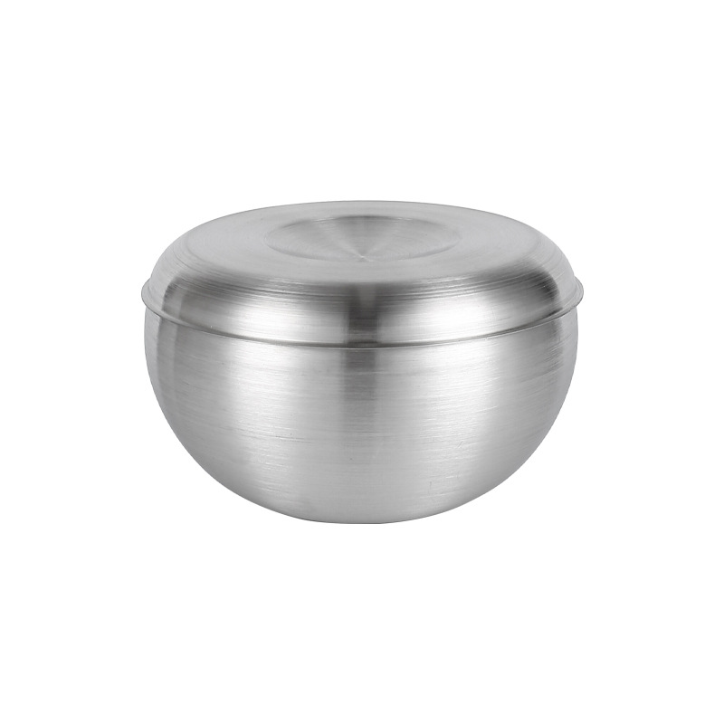 Stainless steel double-layer Buddha bowl monk bowl heat insulation with lid alms Huazhai bowl Ju Shi bowl Buddhist practice buddha supplies