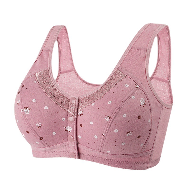 Summer middle-aged and elderly underwear female parent cotton wireless bra cotton elderly vest mother underwear bra plus size thin