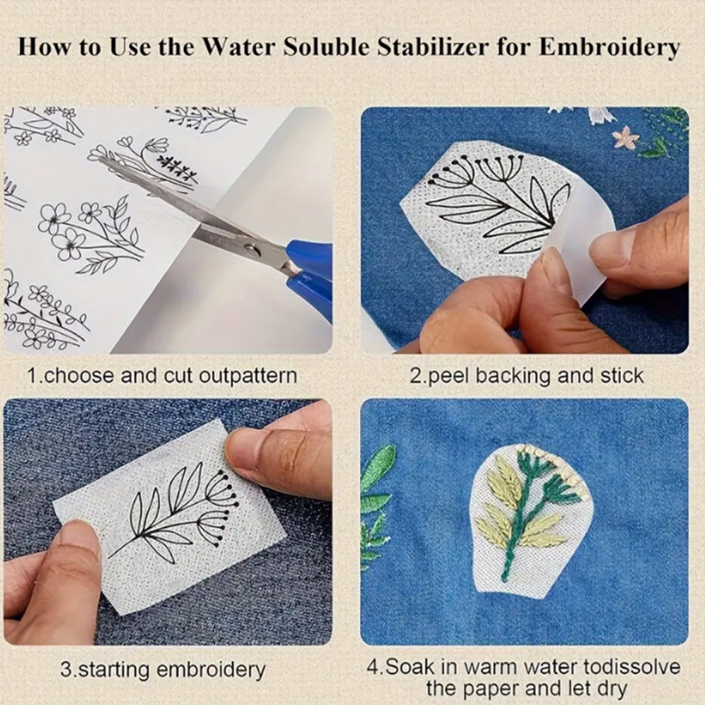 Amazon New Bohemian Pattern Water Soluble Embroidery Stabilizer DIY Hand Embroidery Stabilizer