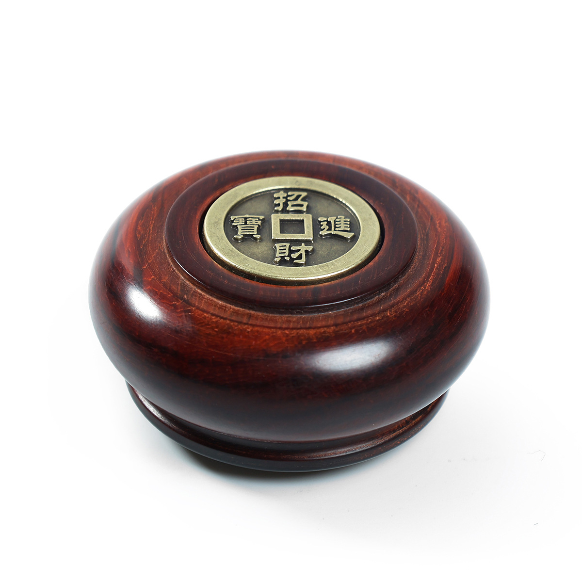 Red Sandalwood Cornucopia Hand Handles Brass Money-Making Cultural Play Handles Turn Copper Money Decompression Toy Hand Play Carry-on Play