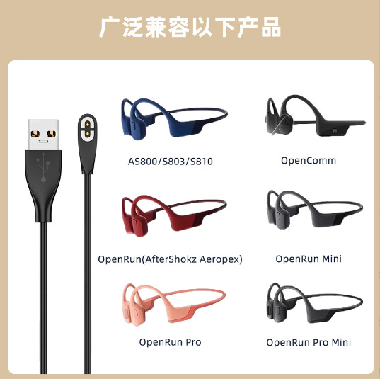 Suitable for Shokz Shaoyin AS800/S803/S810 bone conduction bluetooth headset typec magnetic charging cable